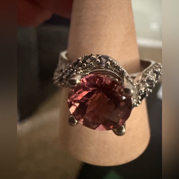 Vintage Ruby Sapphire and diamond ring 14k white gold sz 8 - Picture 2 of 10